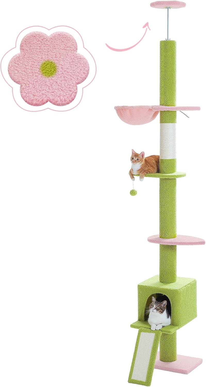 Adjustable Cat Tree for Indoor Cats - 5 Tiers Tall Climbing Tree
