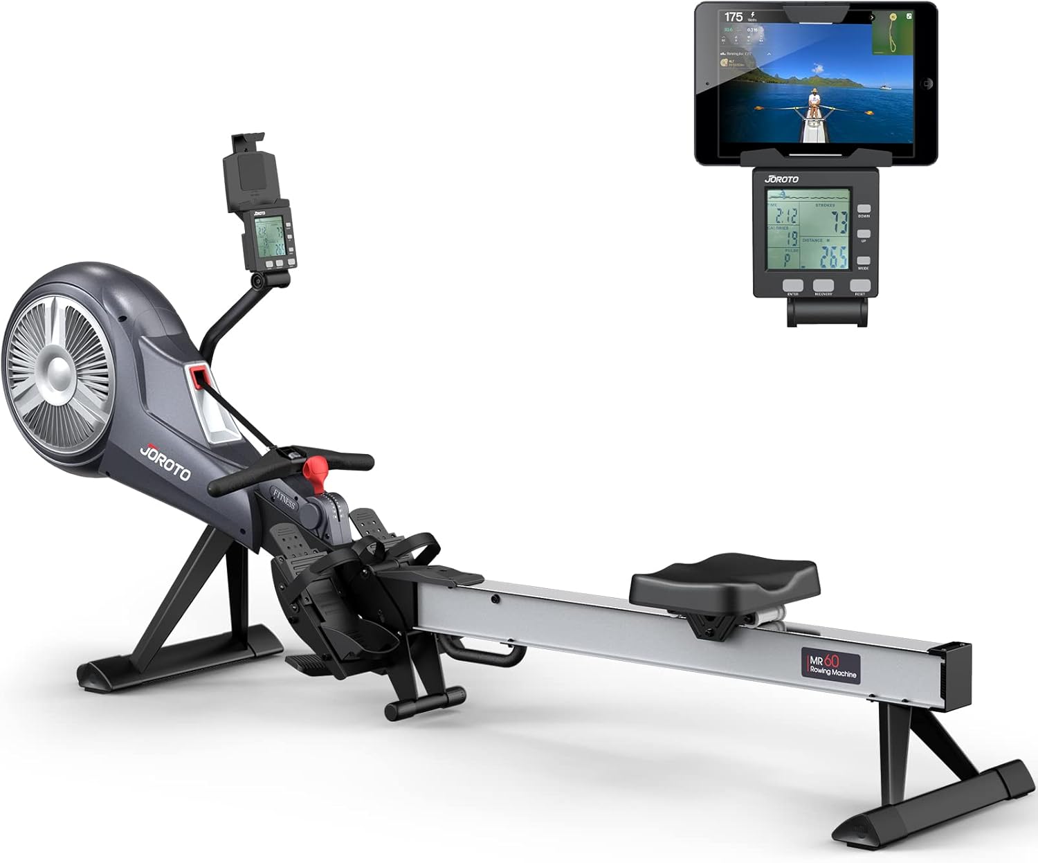 Bluetooth Rowing Sensor JOROTO Air Magnetic Rowing Machine: Backlit Monitor, Bluetooth, Tablet ...