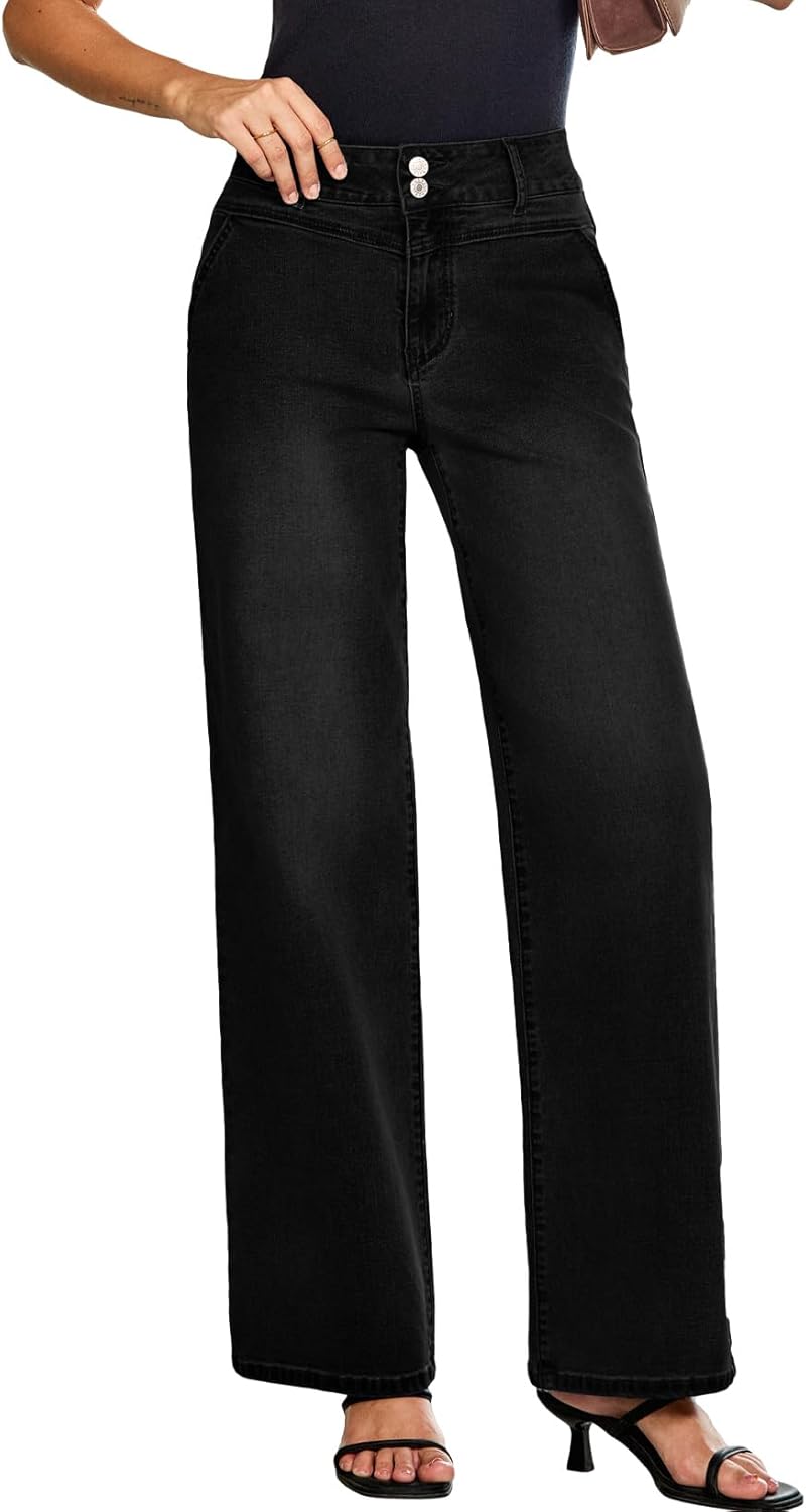 SHEWIN Womens High Waisted Wide Leg Jeans for Trendy Style