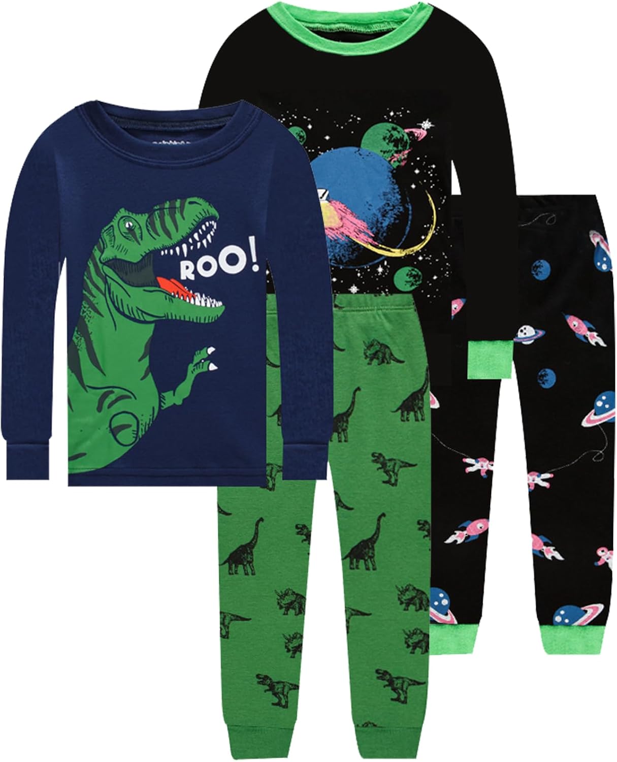 Dolphin&Fish Boys Pajamas 4Piece Toddler Kids Pjs Sets