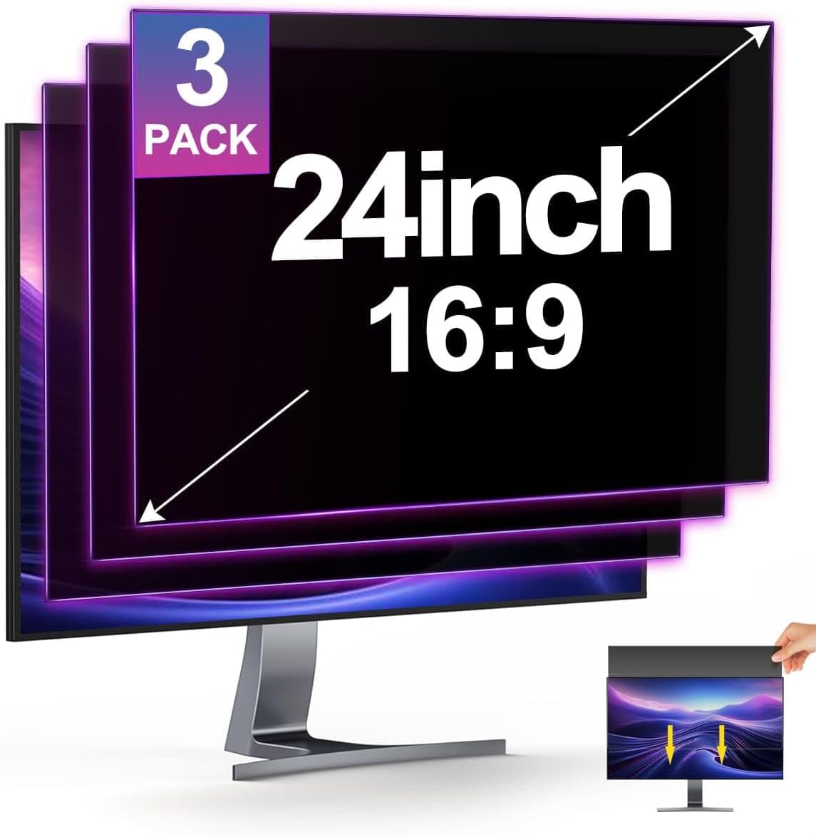 3-Pack 24 Inch Privacy Screen for Monitor - Eye Protection Filter
