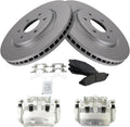 Front Brake Pad & Rotor Kit with Calipers - Premium Semi-Metallic