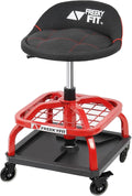 Rolling Shop Stool with Wheels, Garage Mechanic Stool - Back Support