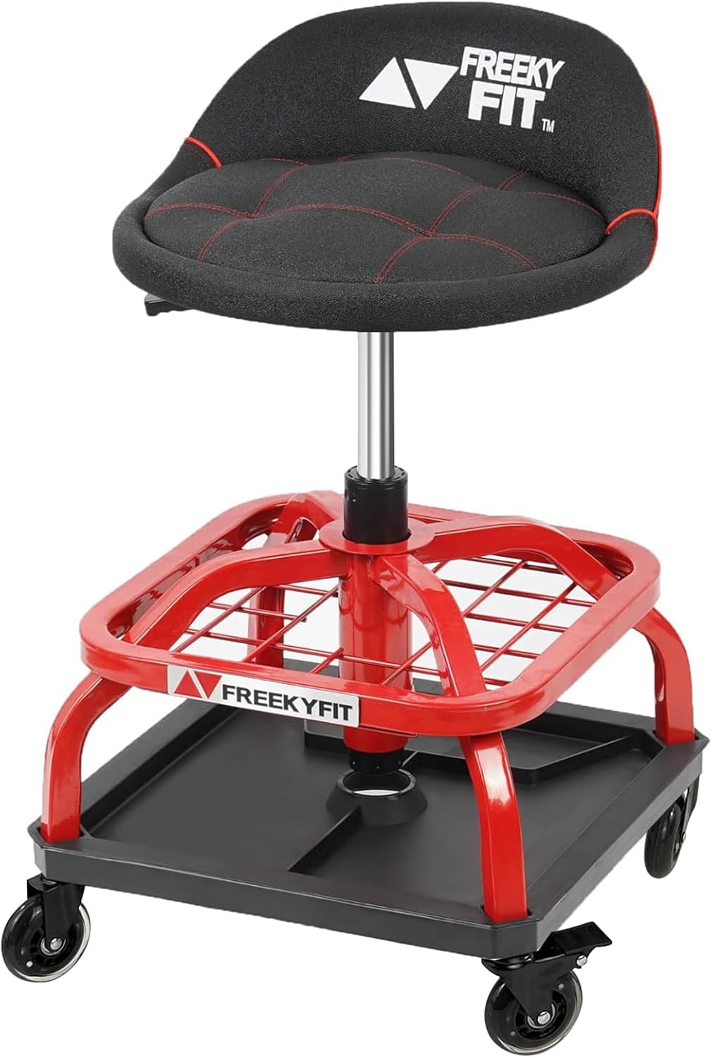 Rolling Shop Stool with Wheels for Garage Work and Mechanics