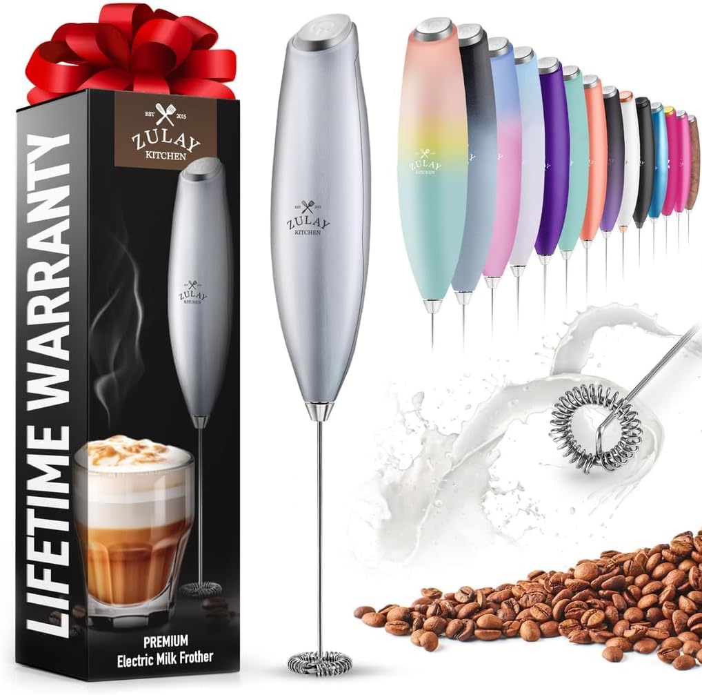 Zulay Titanium Milk Frother - Powerfully Whisks, Foams & Blends