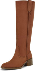 Knee High Boots for Women Chunky Heel Round Toe - Stable 2in Block