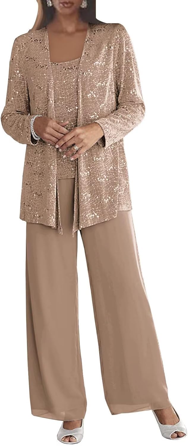 Chiffon Mother of The Bride Pant Suits for Elegant Weddings