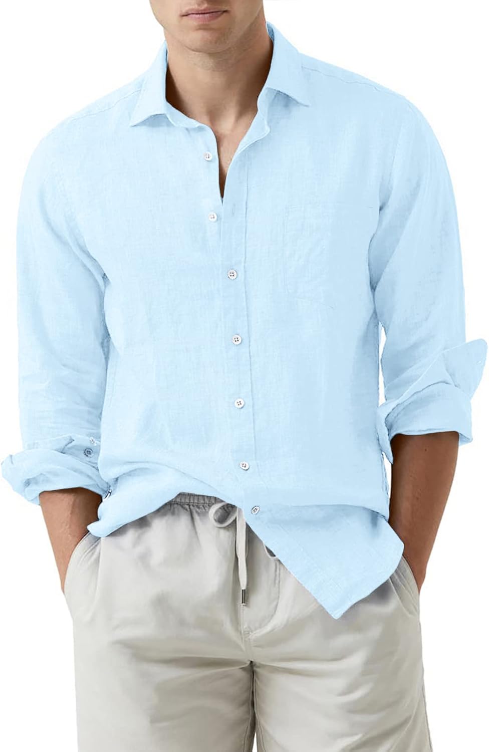 Stylish Button Down Shirt for Men - Casual Cotton Linen Wear