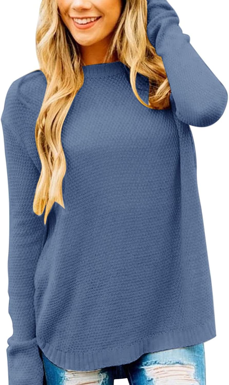 MEROKEETY Women's Oversized Crew Neck Knit Pullover Sweater