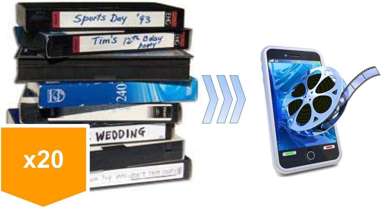 20 Pack Video Tape Transfer and Digitization to MP4 Service