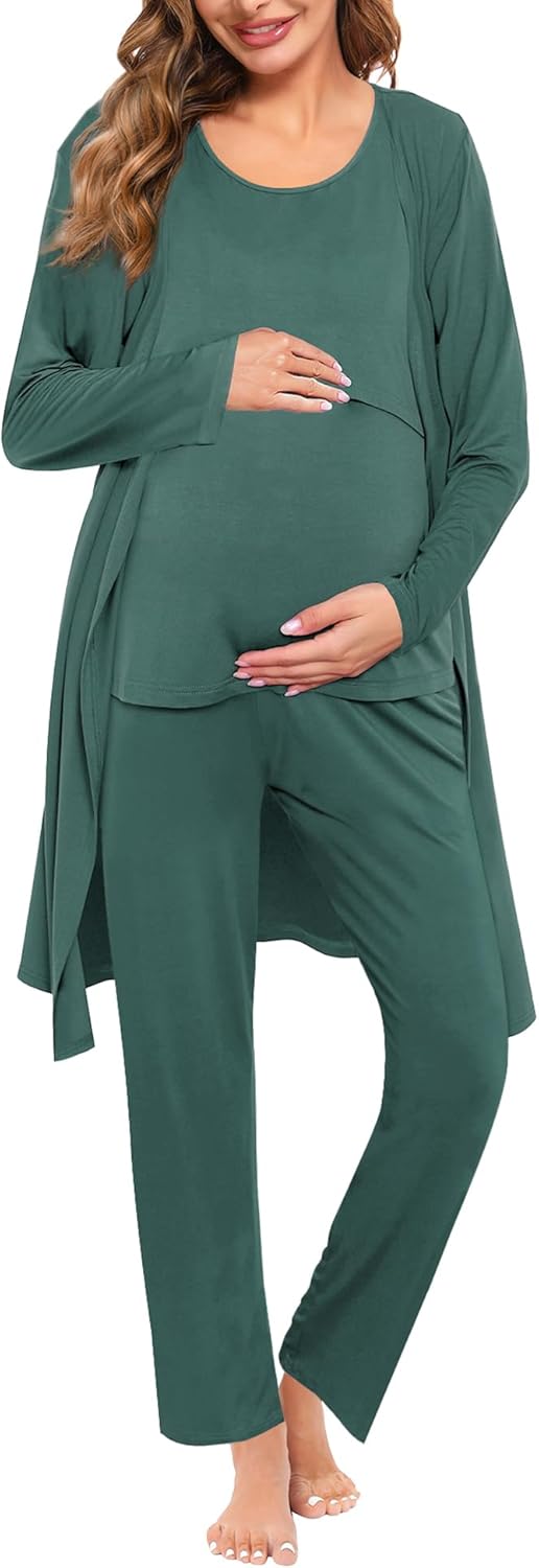 SWOMOG Maternity Nursing Robe Set for Comfortable Breastfeeding