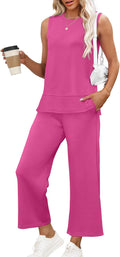 Women's 2 Piece Summer Travel Tracksuit Set - Comfortable Wide Leg