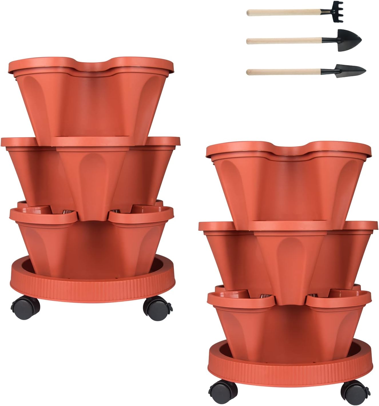 Vertical Planter 3 Tier Stackable Planters for Indoor Outdoor Use