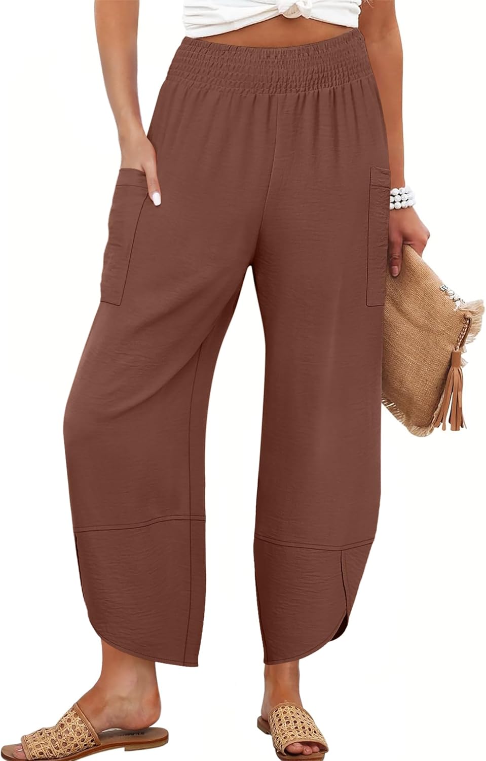 Womens Wide Leg Palazzo Capri Pants for Summer Casual Wear