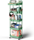 5 Tier Rolling Cart Organizer Green - Slim Mobile Storage for Home