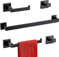 Black Bathroom Towel Bar Set Square 5 Pieces Matte Black - Rust Free