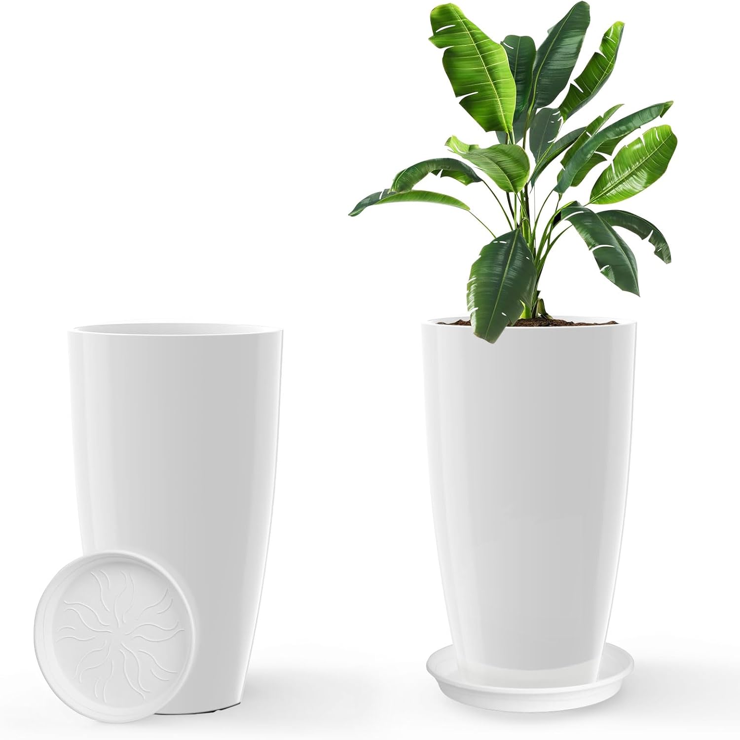 Tall Flower Pot Indoor Outdoor Plant Pot with Elegant Design