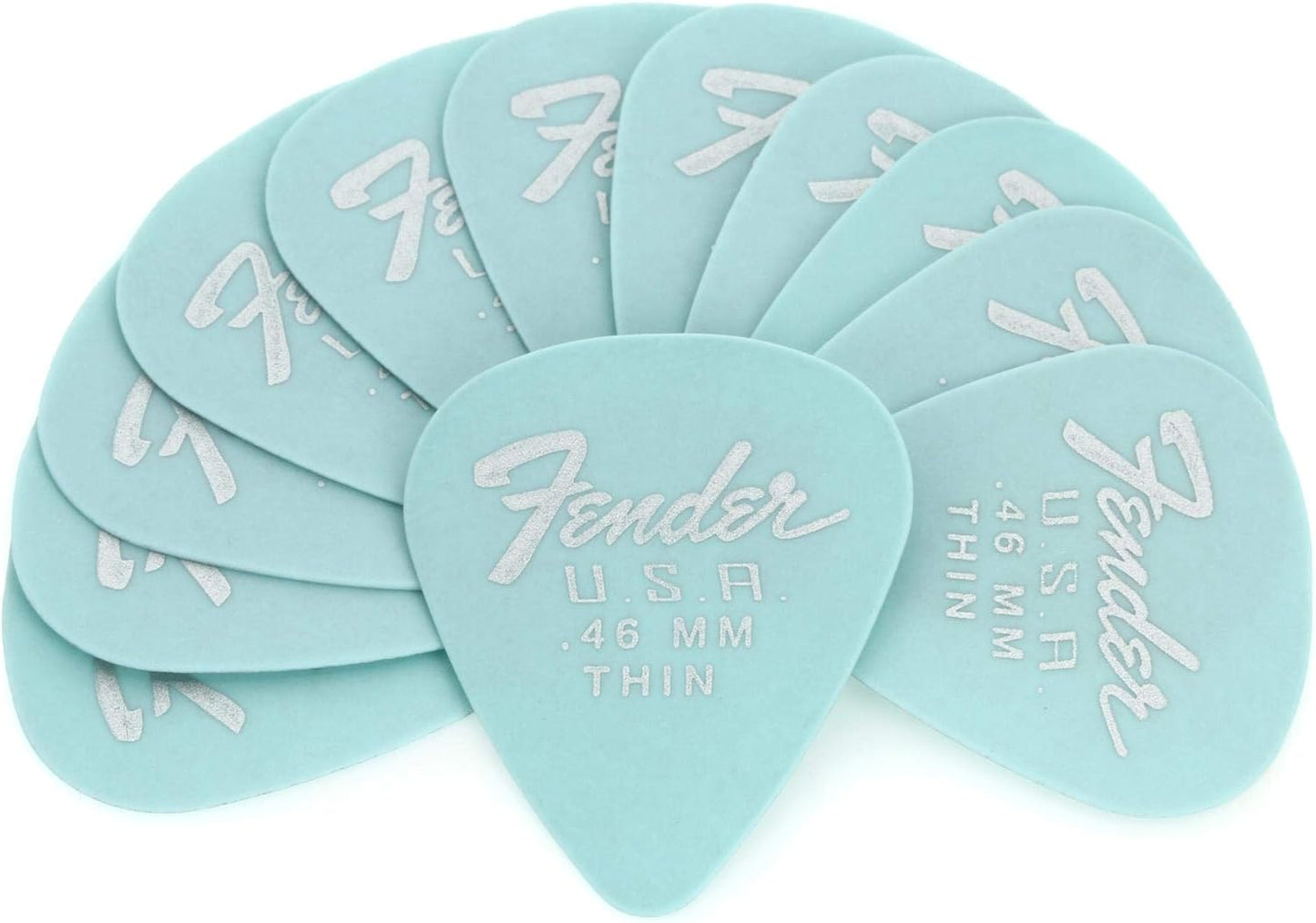 Fender Dura-Tone Delrin Picks 351 Shape, Daphne Blue, 0.46mm, 12-Pack