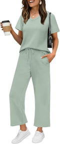 WIHOLL Women's Summer Lounge 2-Piece Set - Comfortable Travel Outfit