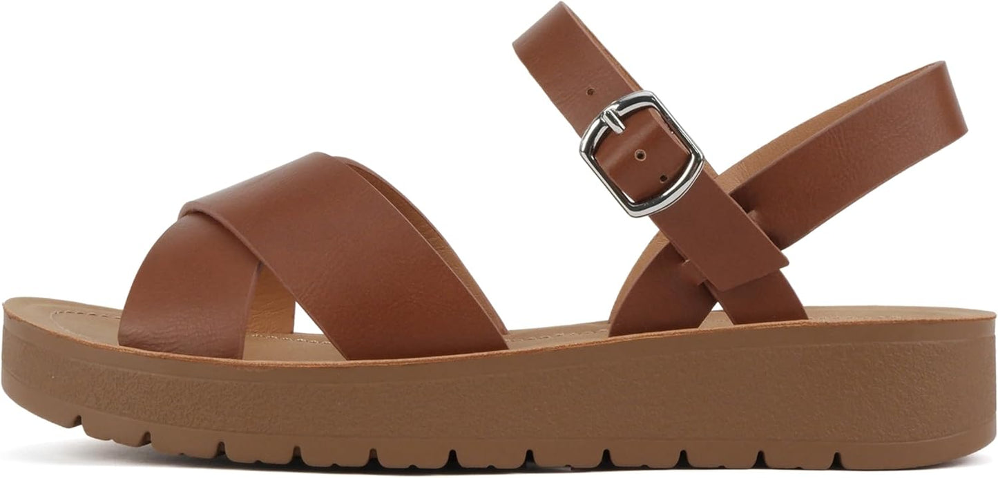 Soda CHESTER Women Flat Sandals with Criss Cross Straps