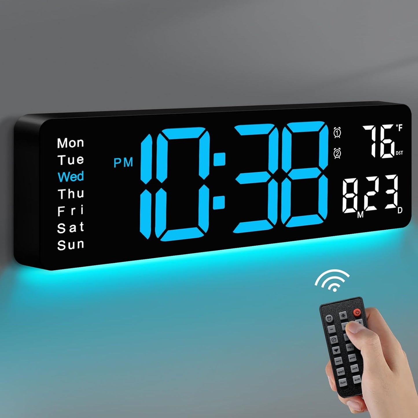 MASHI Digital Wall Clock with Remote Control and Night Light