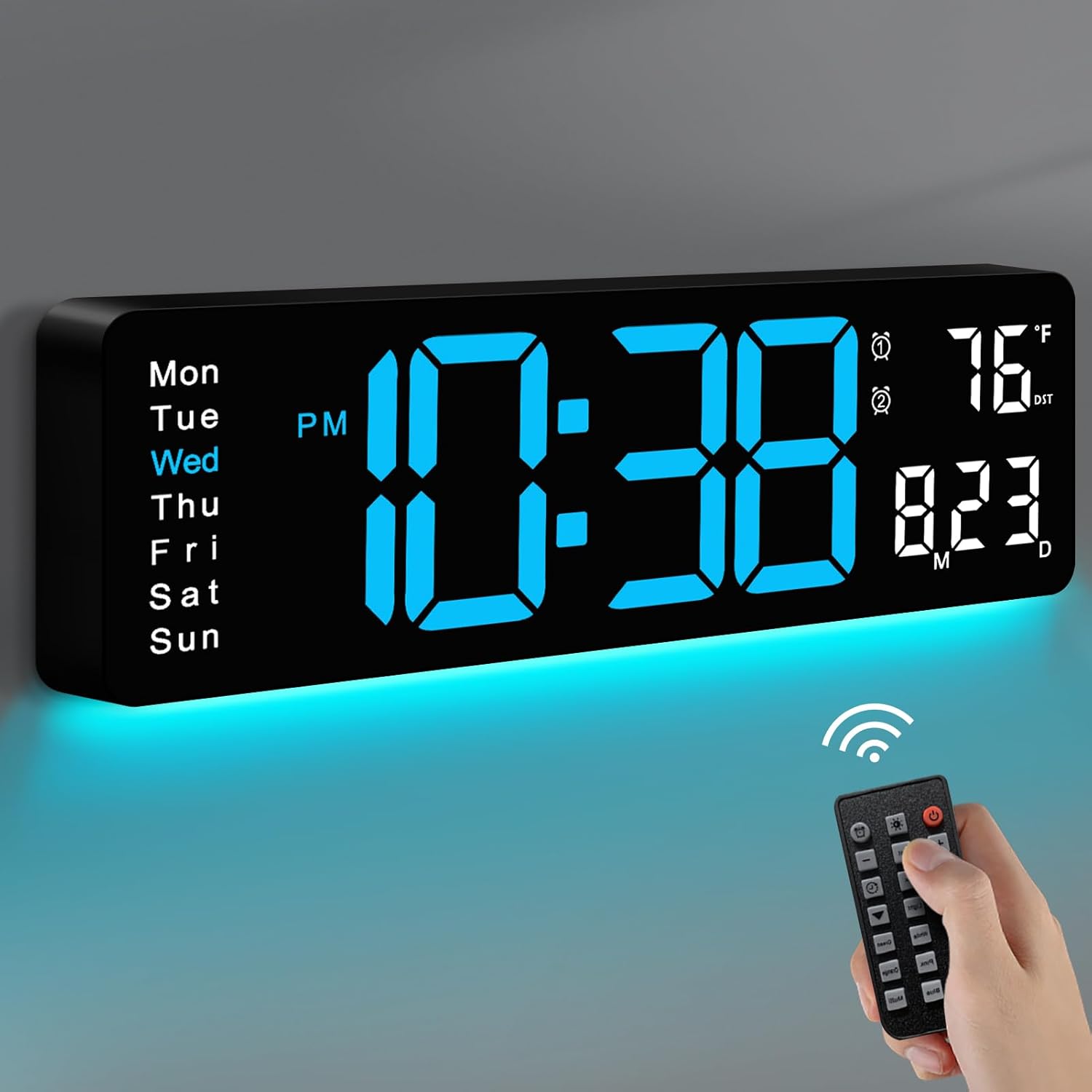 MASHI Digital Wall Clock with Remote Control and Night Light