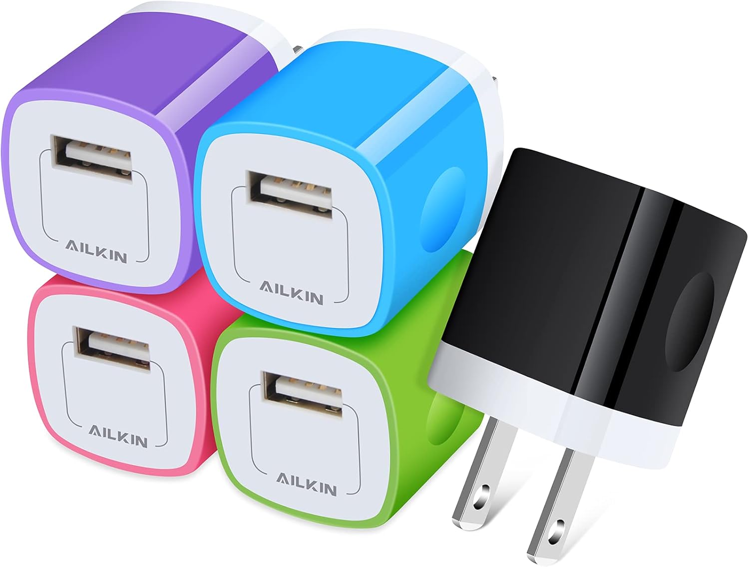 5-Pack AILKIN Fast USB Charger for iPhone/iPad