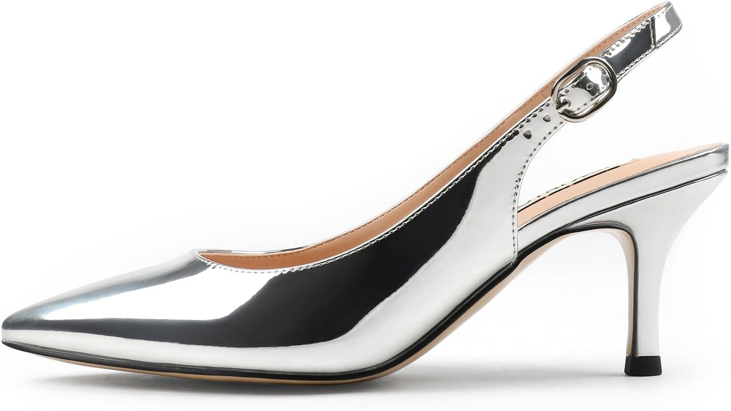 JOY IN LOVE Kitten Heels for Women Slingback Pumps Sandals