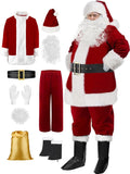 SOMOYA Christmas Santa Claus Costume Deluxe 9PCS Set - Burgundy