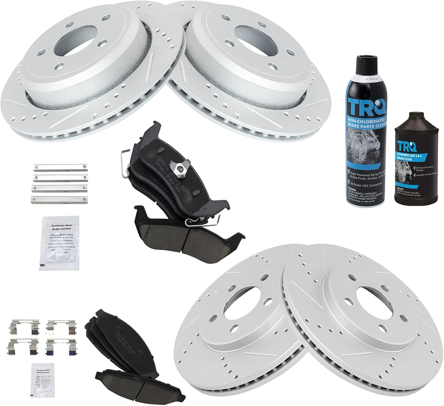 Premium G-Coated Slotted X Drilled Brake Pad & Rotor Kit