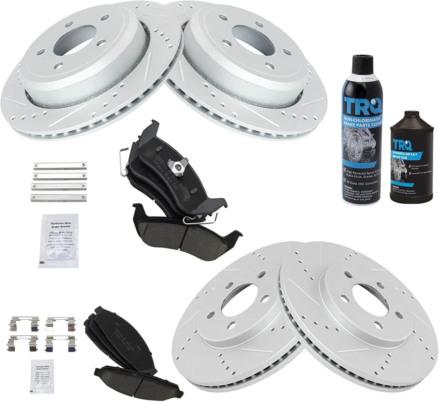 Premium G-Coated Slotted X Drilled Brake Pad & Rotor Kit