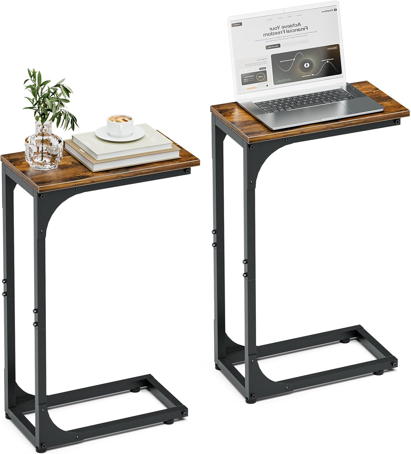 Narrow C Shaped Side Table Set of 2 for Living Room Use