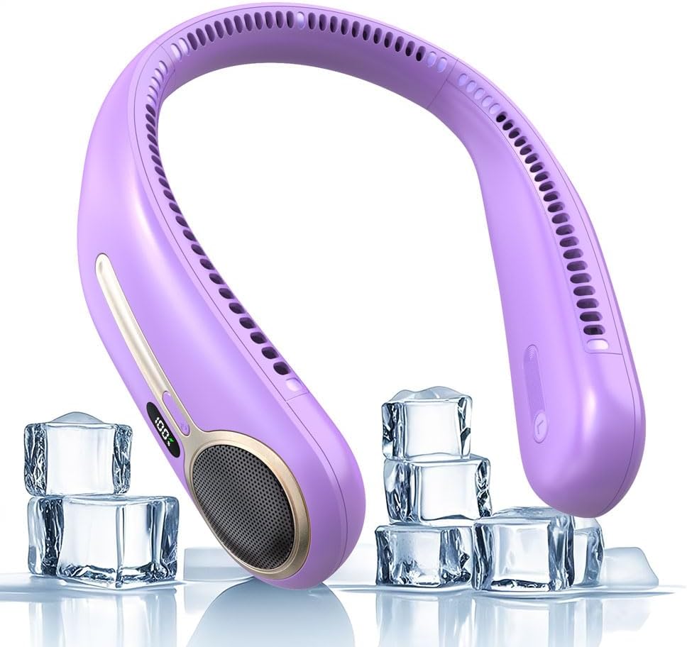 Portable Neck Fan with 360 Cooling and LED Display for Comfort