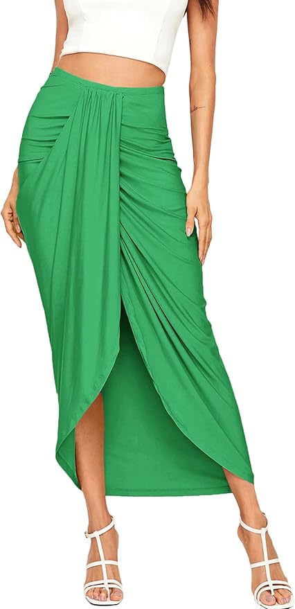 SheIn Women's Casual Slit Wrap Asymmetrical Maxi Skirt Review