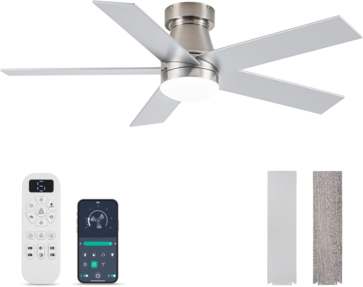 Brushed Nickel Ceiling Fan with Lights and Remote Control Features