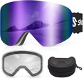Ski Goggles Frameless Snowboard Goggles with 2 UV400 Magnet Lenses are