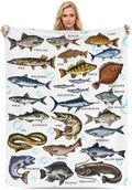 Fishing Gifts Blanket for Men Cozy Flannel Throw - Fish ID Design