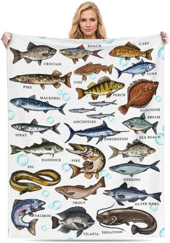 Cozy Fishing Flannel Blanket | Sumsive | Gift for Fisherman
