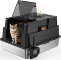 Extra Large Enclosed Stainless Steel Cat Litter Box with Lid - Giant