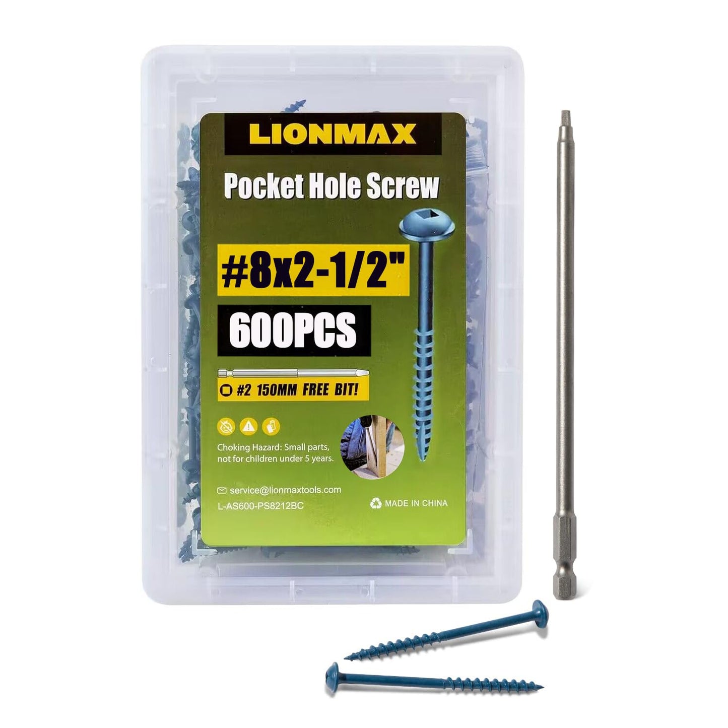 LIONMAX Pocket Hole Screws - Weather Resistant Blue Coated 600PCS