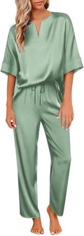 Ekouaer Women's Silk Pajama Set - Luxurious Soft Satin Loungewear