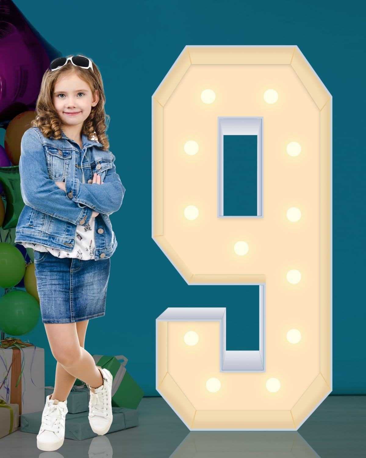 4ft Light Up Marquee Numbers 9 Sign for All Celebrations