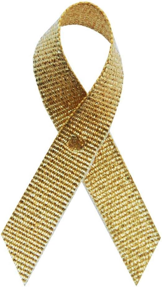 Support USA 250 Childhood Cancer Gold Tinsel Fabric Ribbons
