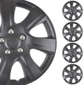 16 in Rim Wheel Cover Hubcaps 4-Pack - Matte Black 7-Spoke