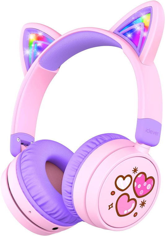 iClever Cat Ear Kids Headphones, Safe Volume, 60H Playtime