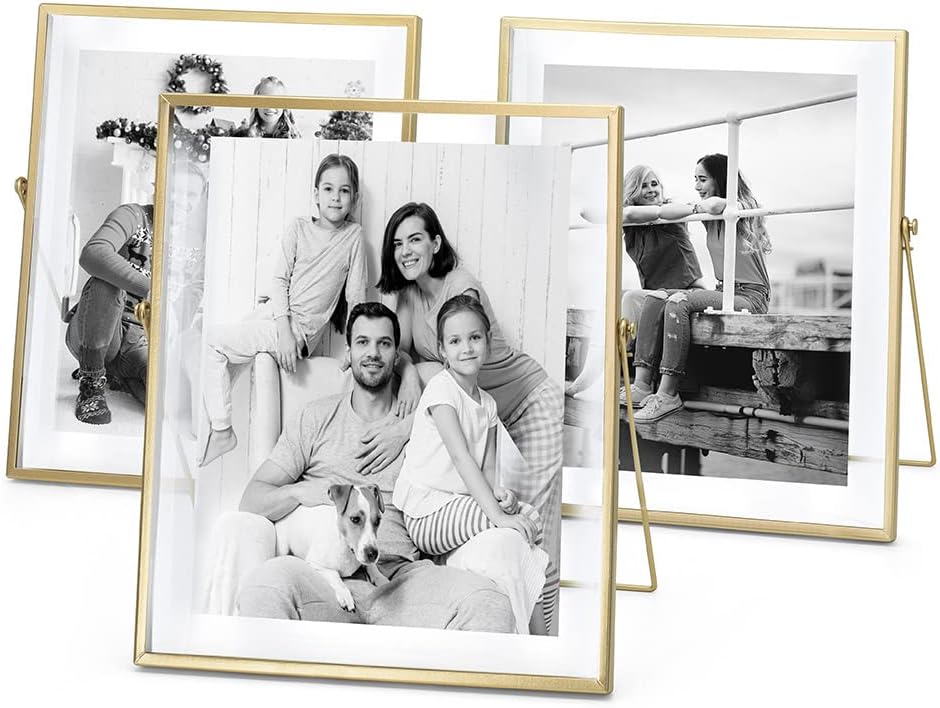 AceList Gold Metal Floating Picture Frame Set of 3 for 8x10