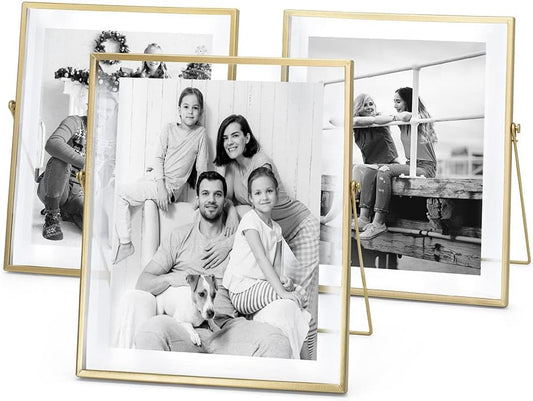 AceList Gold Metal Floating Picture Frame Set of 3 for 8x10
