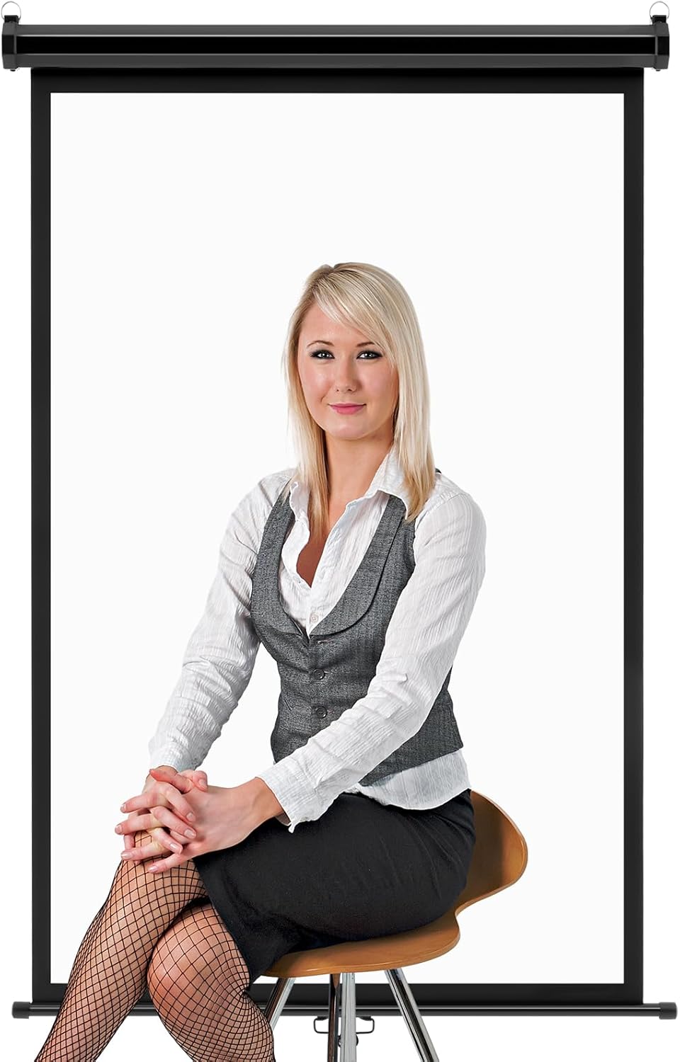 Retractable White Backdrop Screen for ID Passport Photos