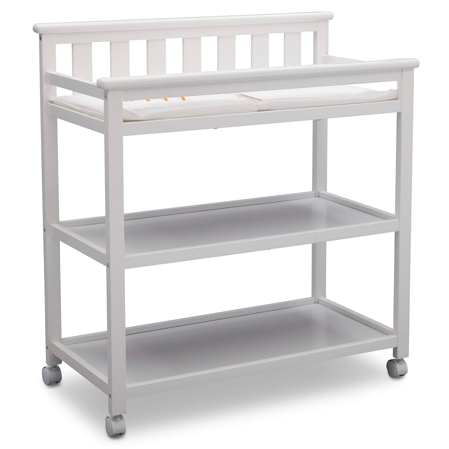 Delta Children Flat Top Changing Table with Wheels and Pad