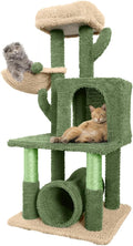 Cactus Cat Tower 40-in Small Cat Tree - Roomy Condo & Perch